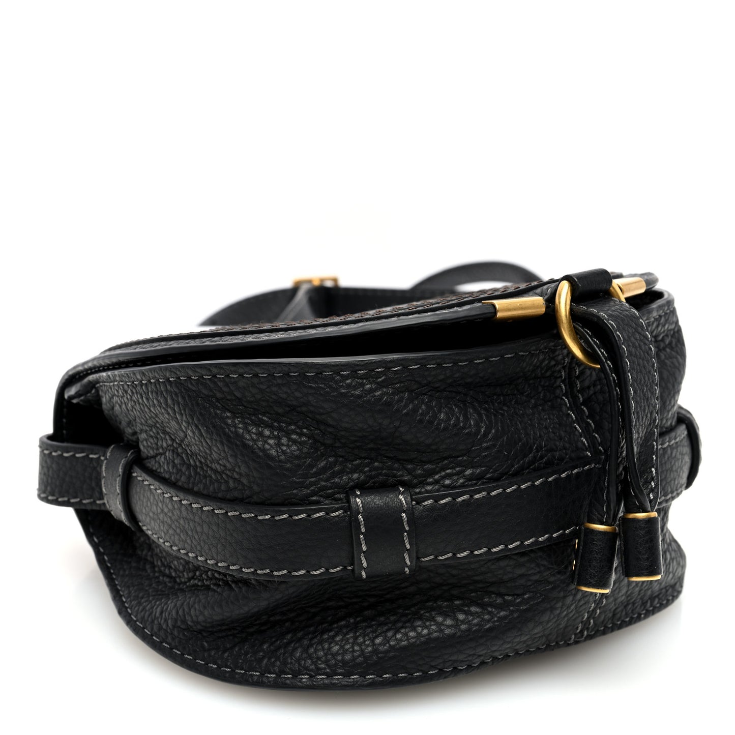 Calfskin Mini Marcie Round Crossbody Bag Black