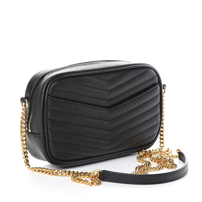 Saint Laurent Grain De Poudre Matelasse Monogram Mini Lou Camera Bag Black 2 of 6
