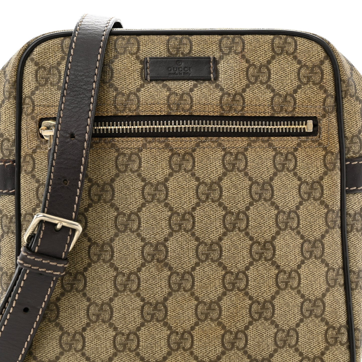 GG Plus Monogram Messenger Bag Dark Brown