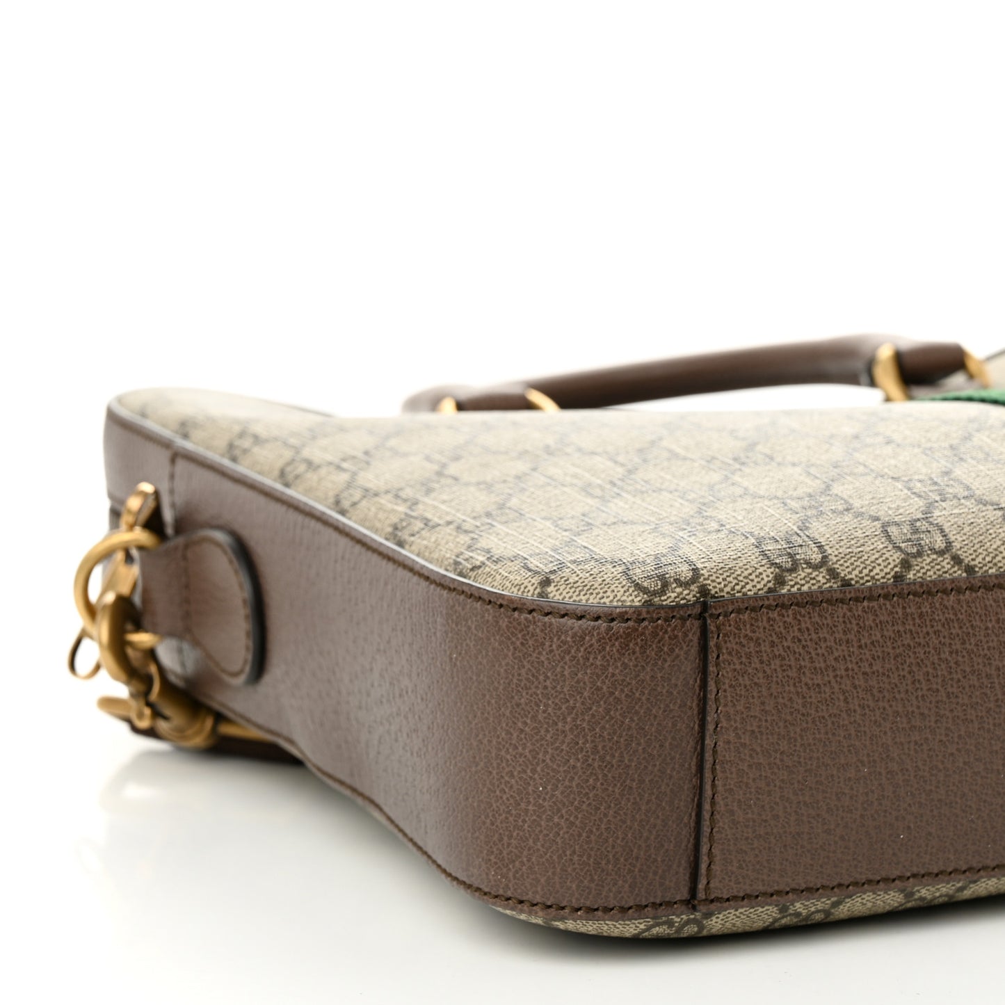 GG Supreme Monogram Textured Calfskin Web Medium Ophidia Briefcase Beige Ebony New Acero