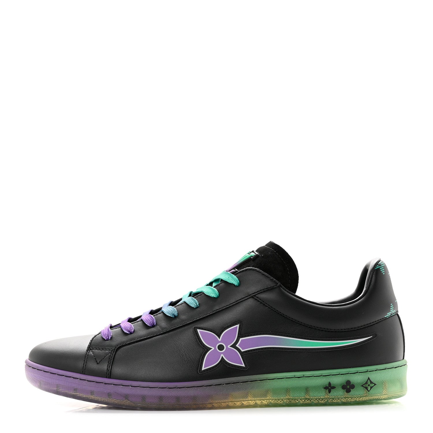 Louis Vuitton Calfskin Luxembourg Samothrace Sneakers 9 Black Purple Green 1 of 8