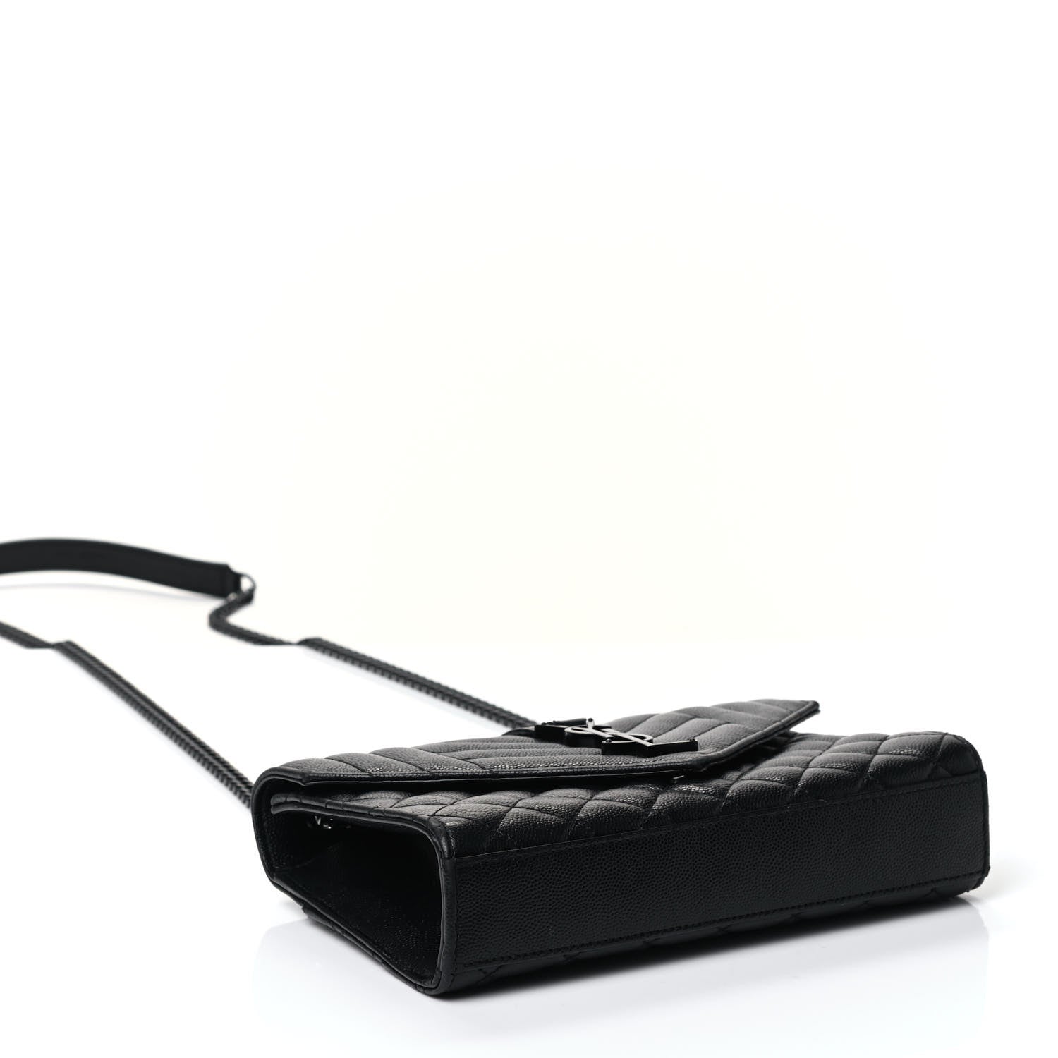 Saint Laurent Grain De Poudre Textured Mixed Matelasse Triquilt Small Monogram Satchel Black 3 of 4