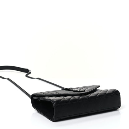 Saint Laurent Grain De Poudre Textured Mixed Matelasse Triquilt Small Monogram Satchel Black 3 of 4