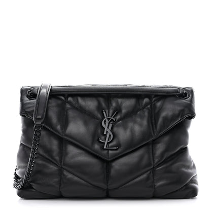 Saint Laurent Lambskin Quilted Monogram Monochrome Medium Loulou Puffer Chain Satchel Black 1 of 10