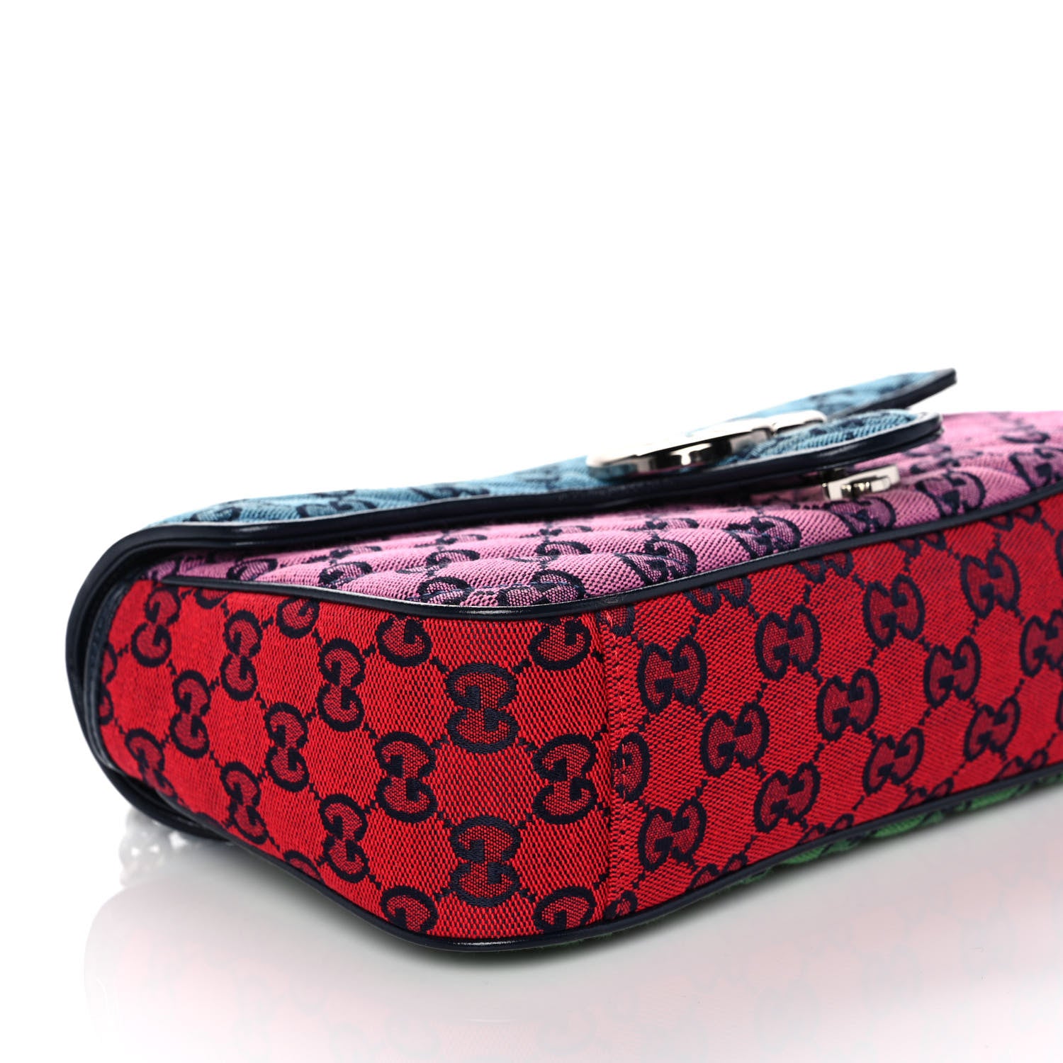 Gucci Monogram Multicolor Matelasse Diagonal Small GG Marmont Shoulder Bag Light Blue Pink Blue Green Red 10 of 14