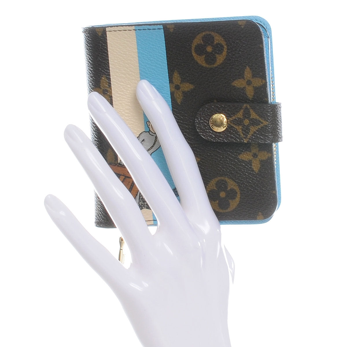 Louis Vuitton Monogram Groom Compact Zip Wallet Blue 2 of 9