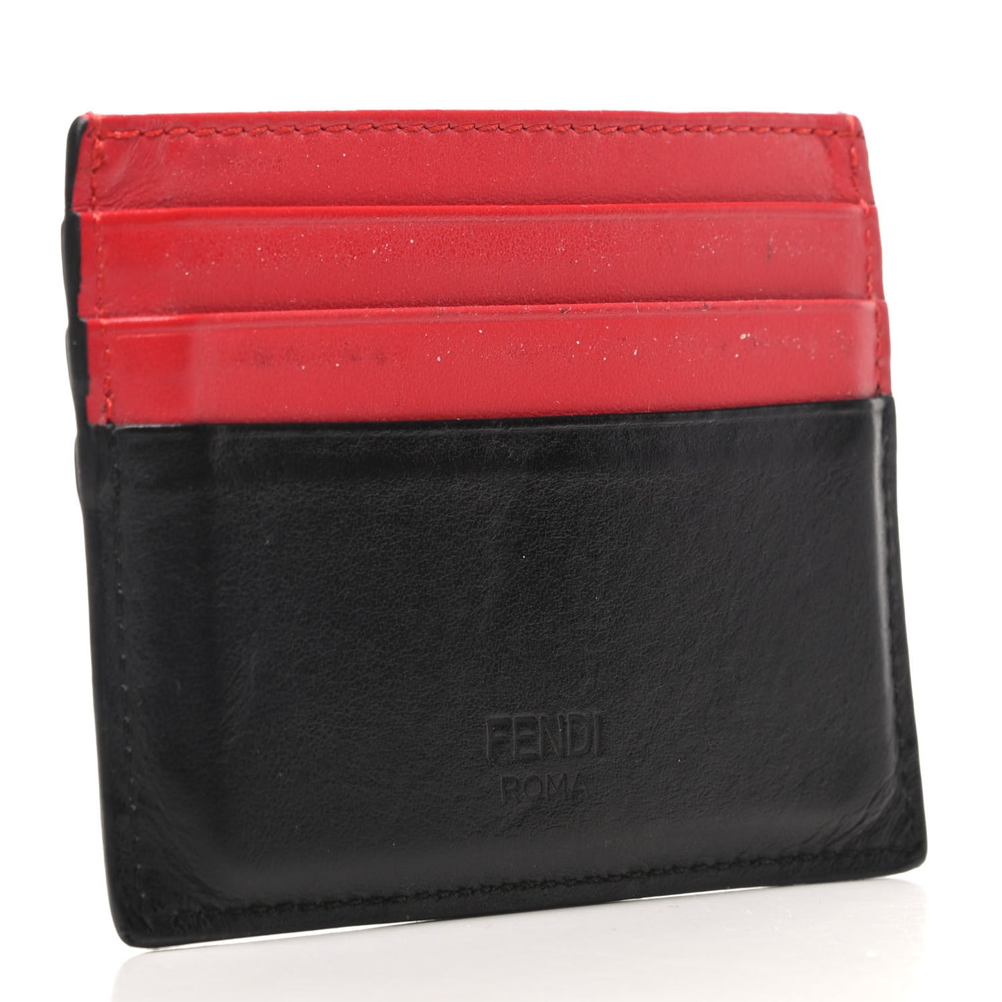 Vitello Century Monster Eyes Inlay Card Holder Black Giallo Rosso