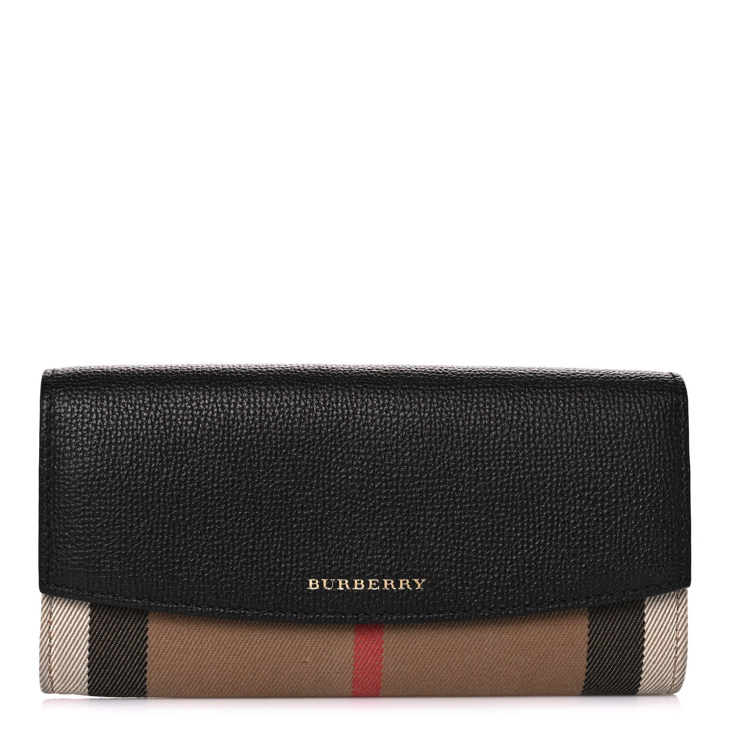 Burberry Calfskin House Check Porter Continental Wallet Black 1 of 9