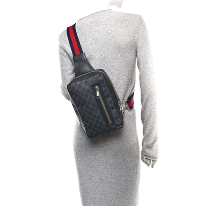 Gucci GG Supreme Monogram Web Belt Bag Black Grey 2 of 11