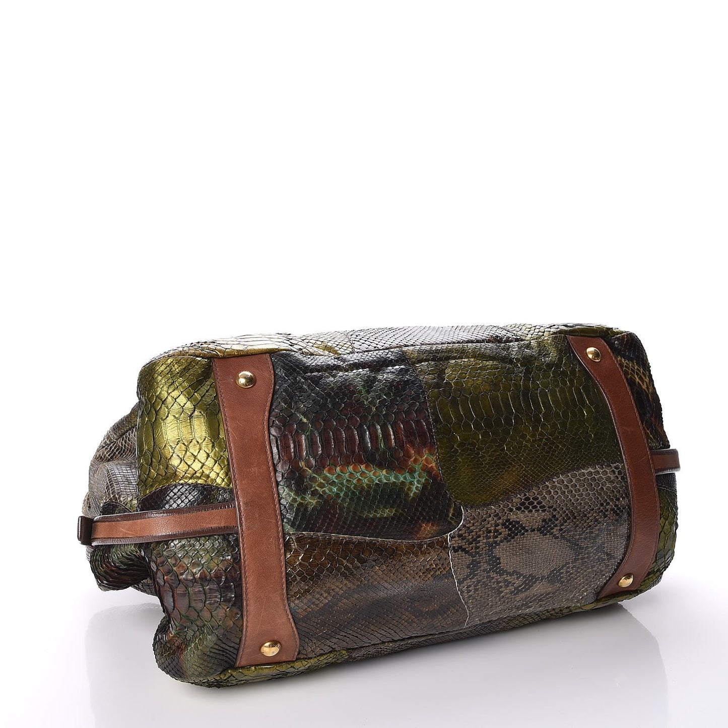 Python Crocodile Patch Shopper Tote Militare