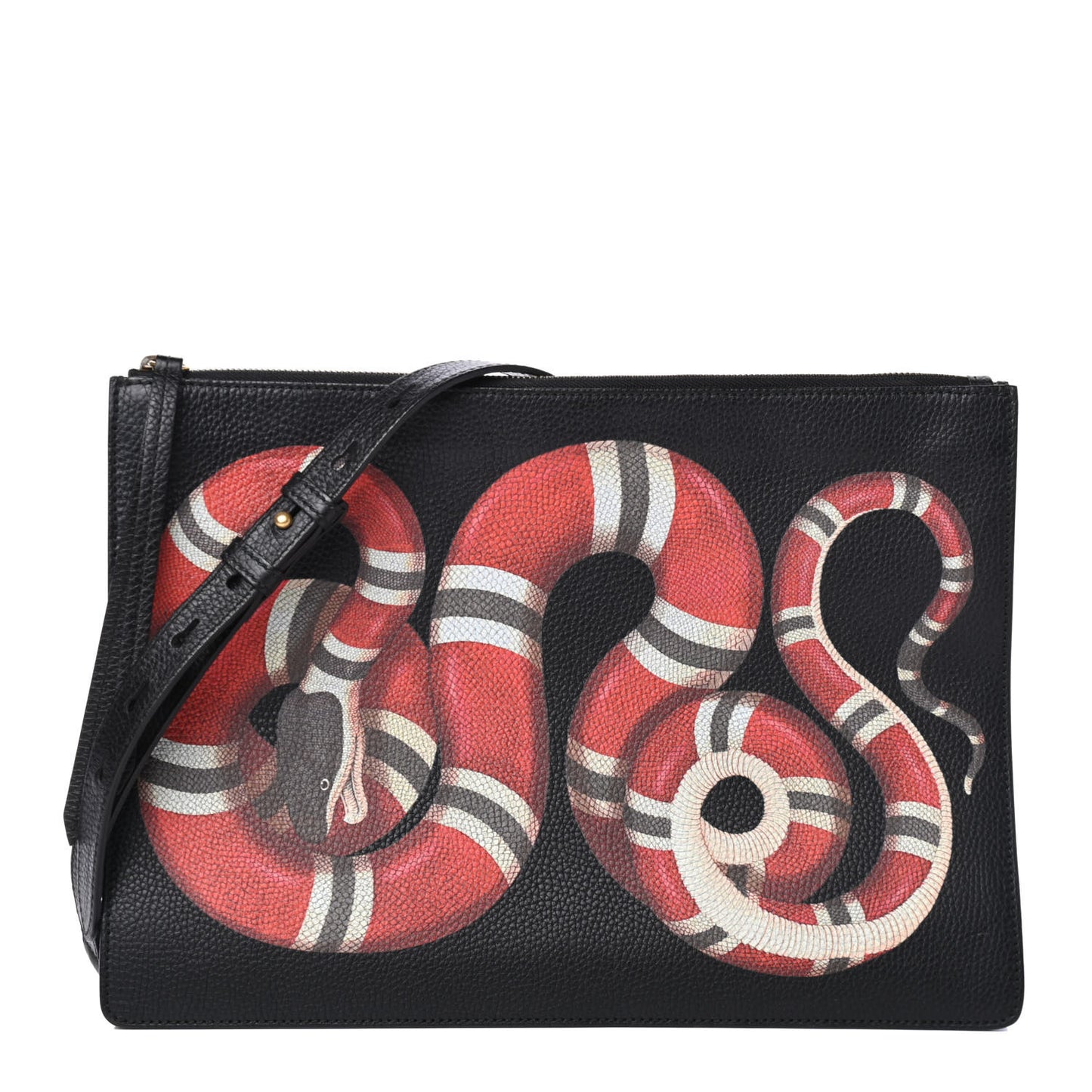 Calfskin Kingsnake Print Messenger Black