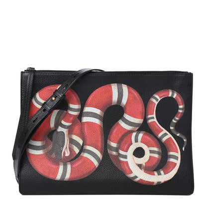 Gucci Calfskin Kingsnake Print Messenger Black 1 of 4