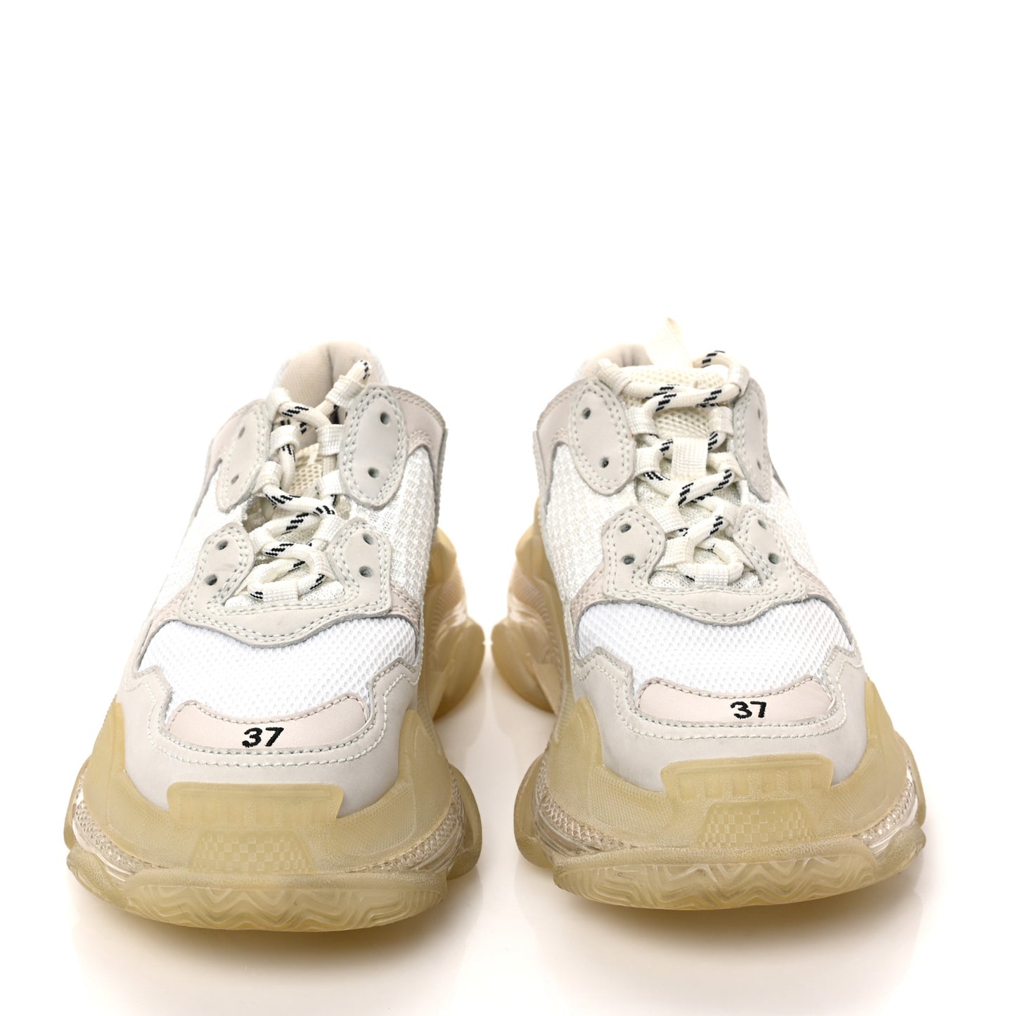 Fabric Mesh Clear Sole Womens Triple S Sneakers 37 Beige