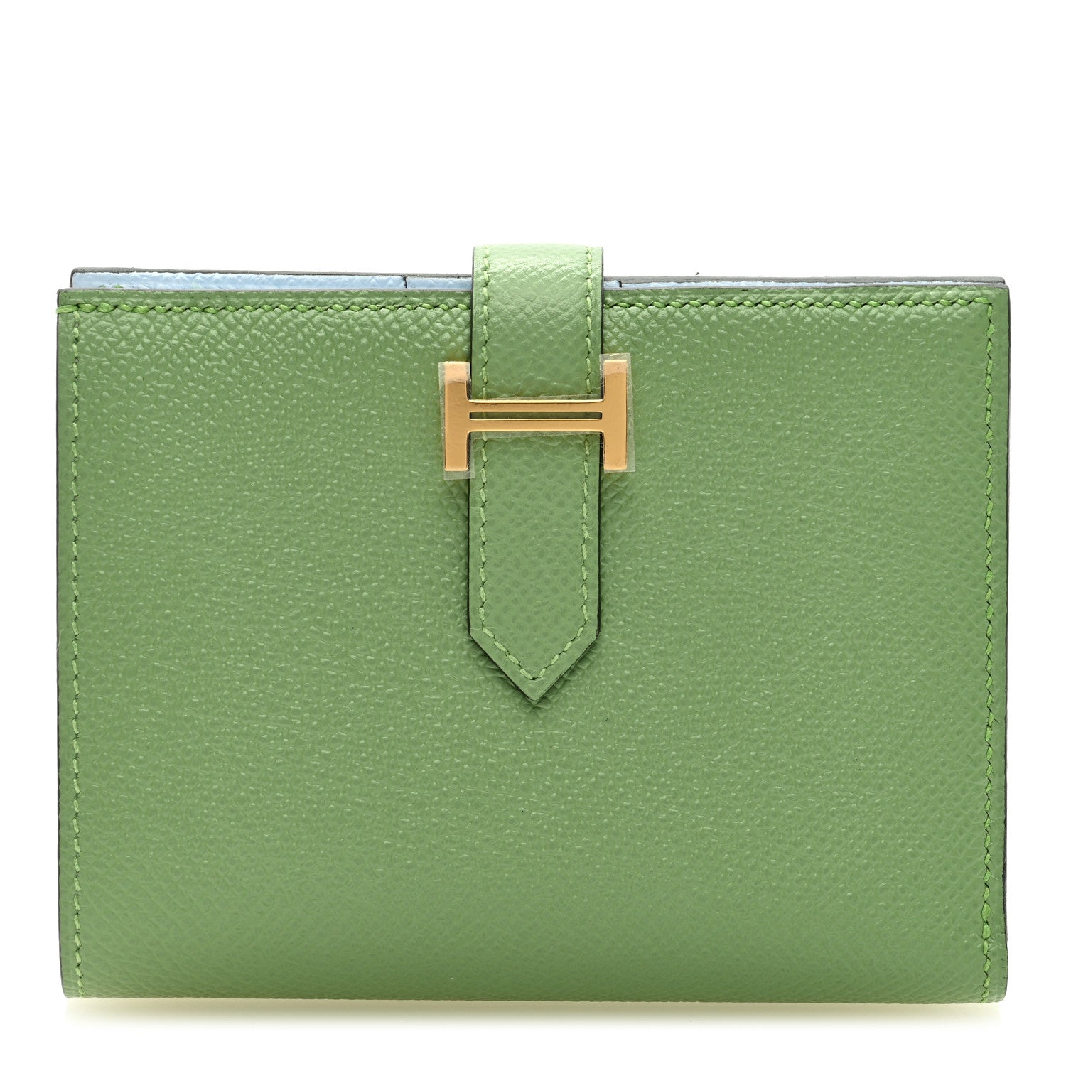 Hermes Epsom Verso Bearn Compact Wallet Vert Criquet Bleu Brume 1 of 6