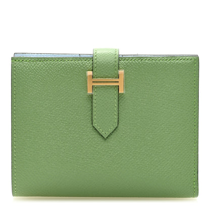 Hermes Epsom Verso Bearn Compact Wallet Vert Criquet Bleu Brume 1 of 6