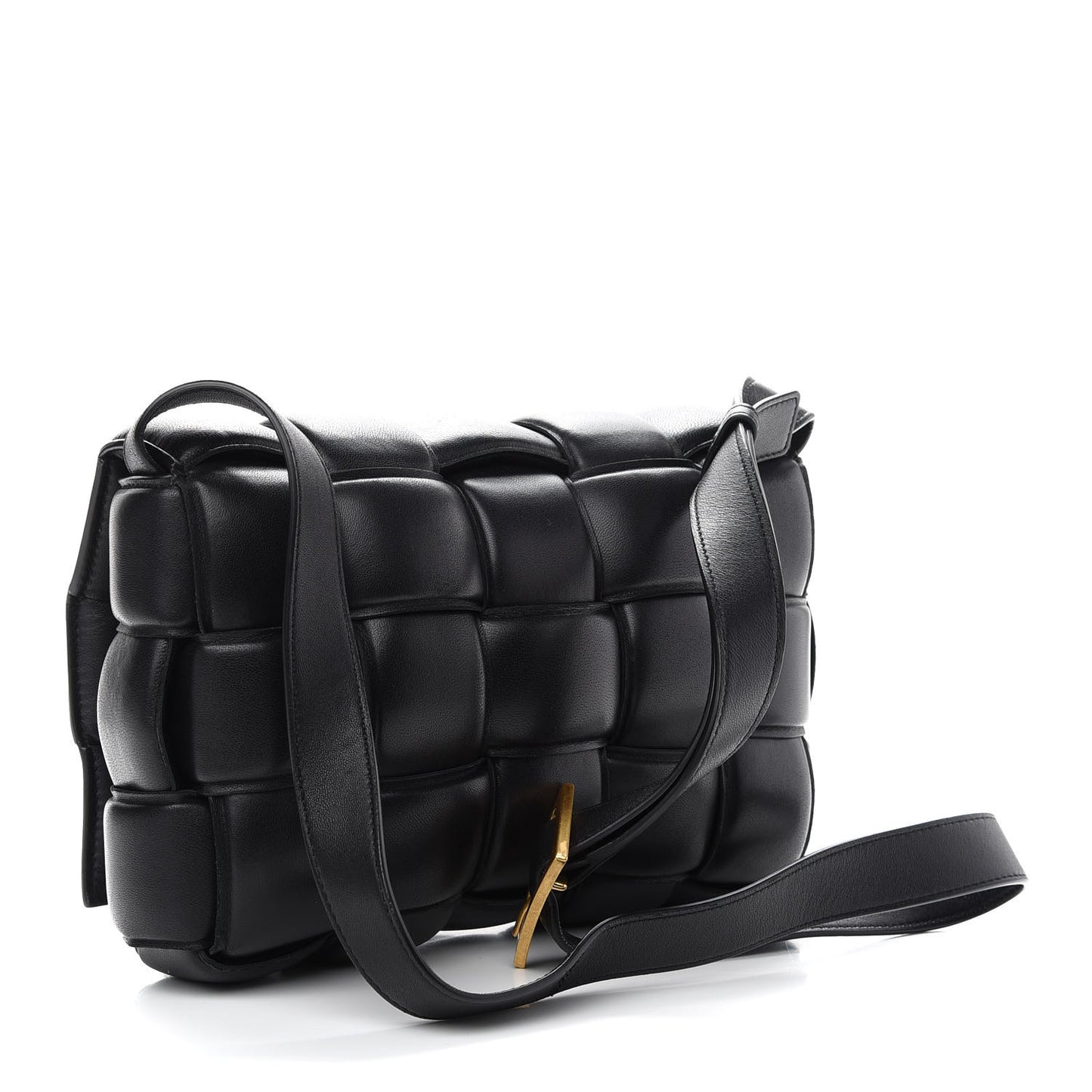 Nappa Maxi Intreccio Padded Cassette Crossbody Bag Black