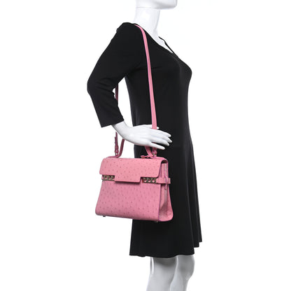 Delvaux Ostrich MM Tempete Satchel Pink 2 of 12