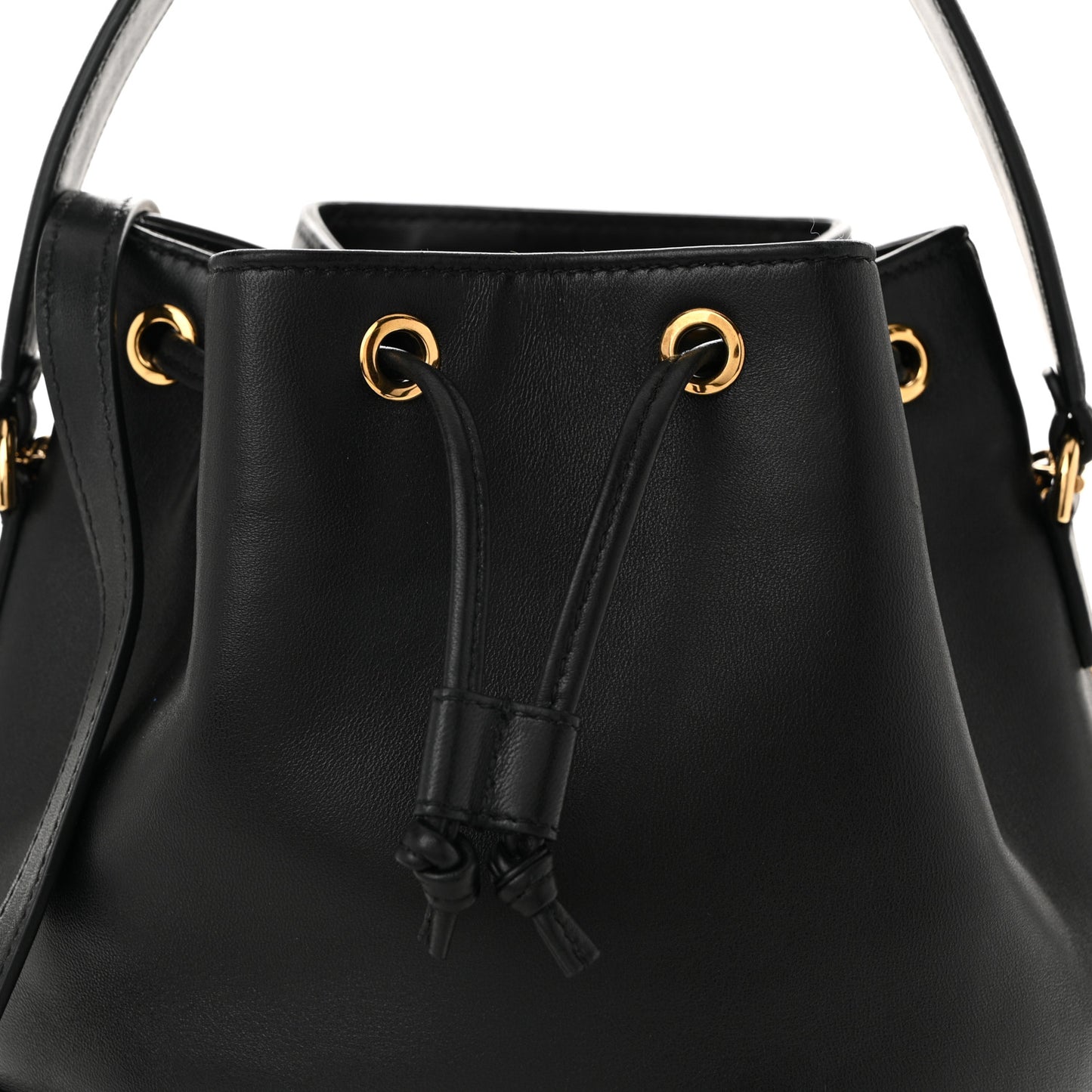 Nappa Quilted Medusa Top Handle Bucket Bag Black