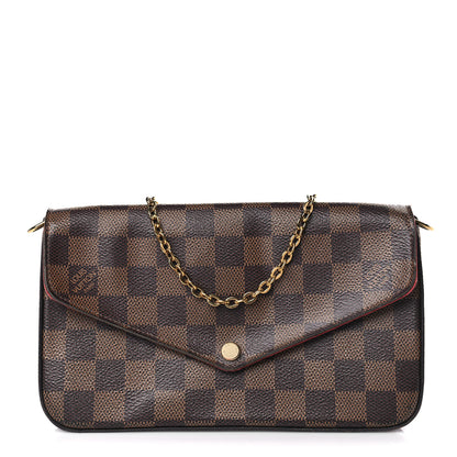 Louis Vuitton Damier Ebene Pochette Felicie Chain Wallet 1 of 10