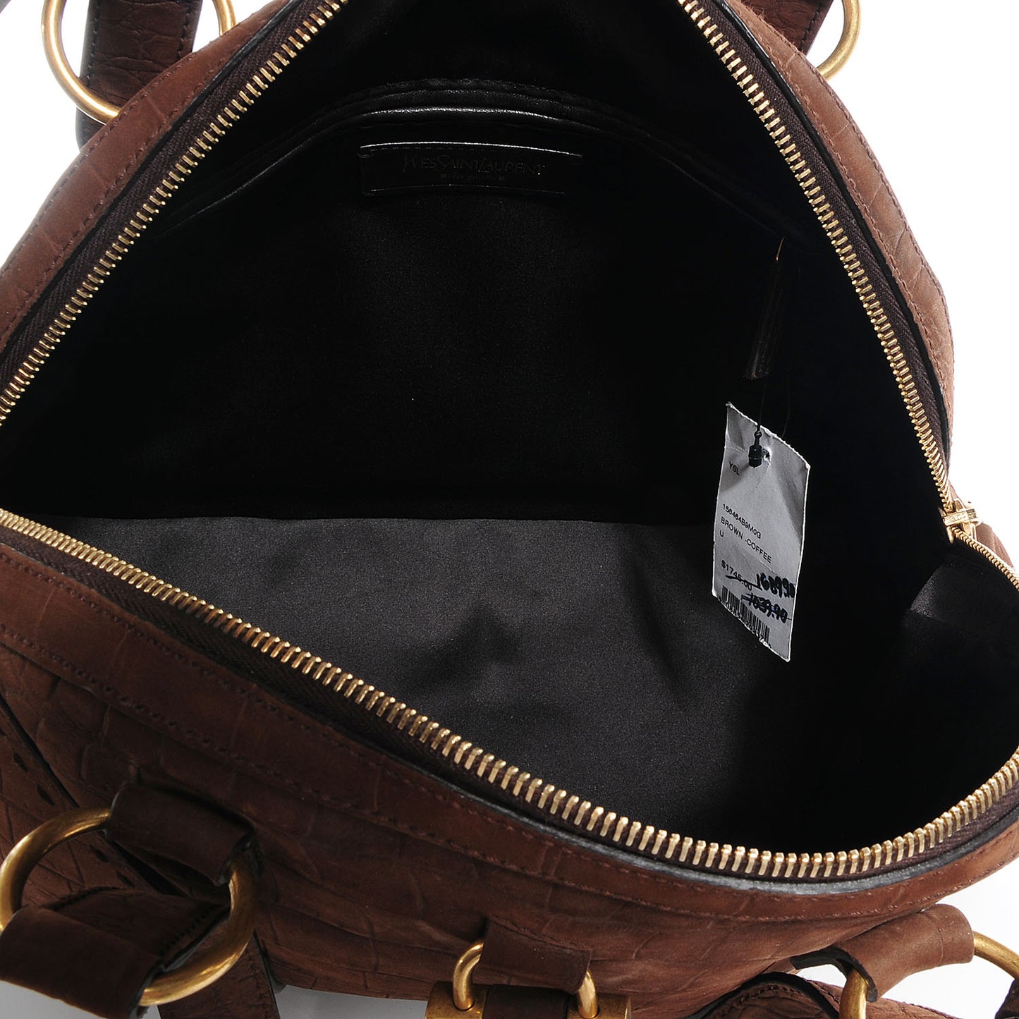 Crocodile Embossed Large Nubuck Muse Brown