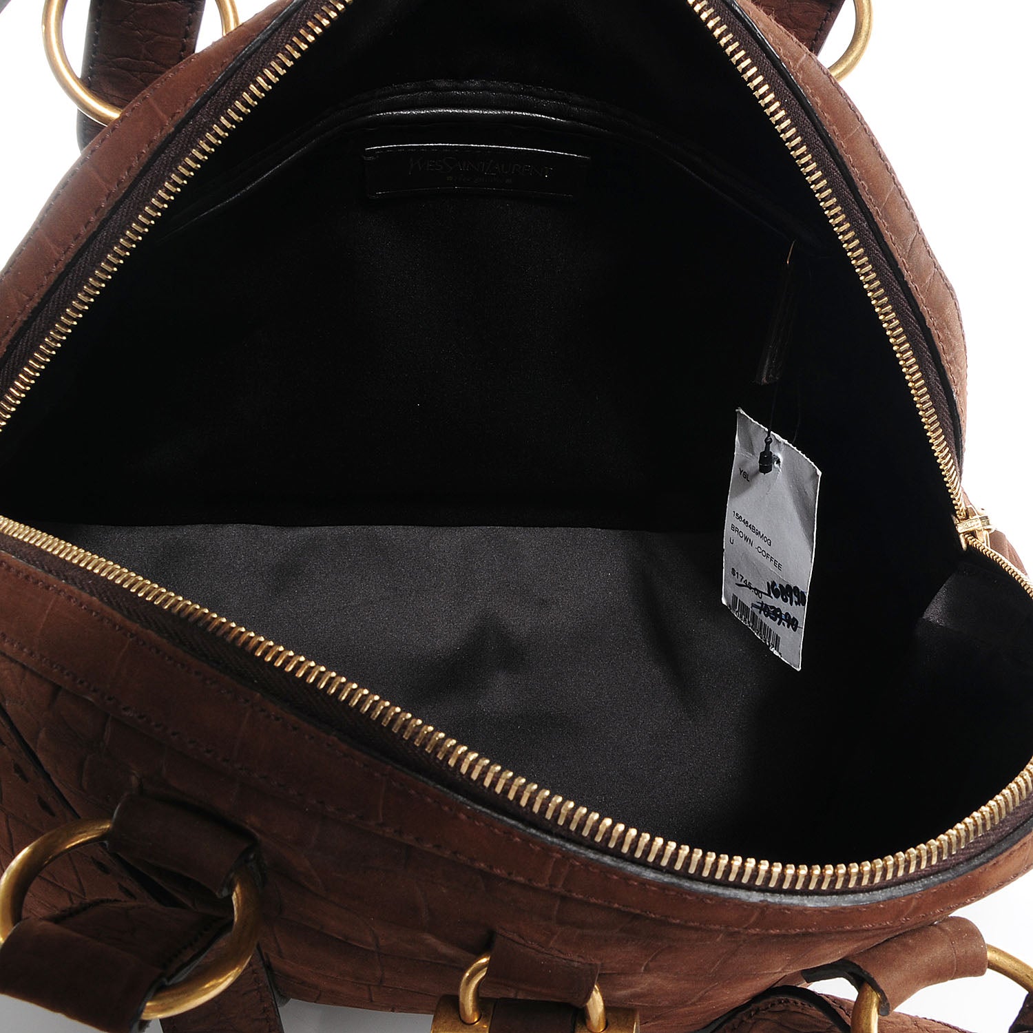 Saint Laurent Crocodile Embossed Large Nubuck Muse Brown 5 of 9