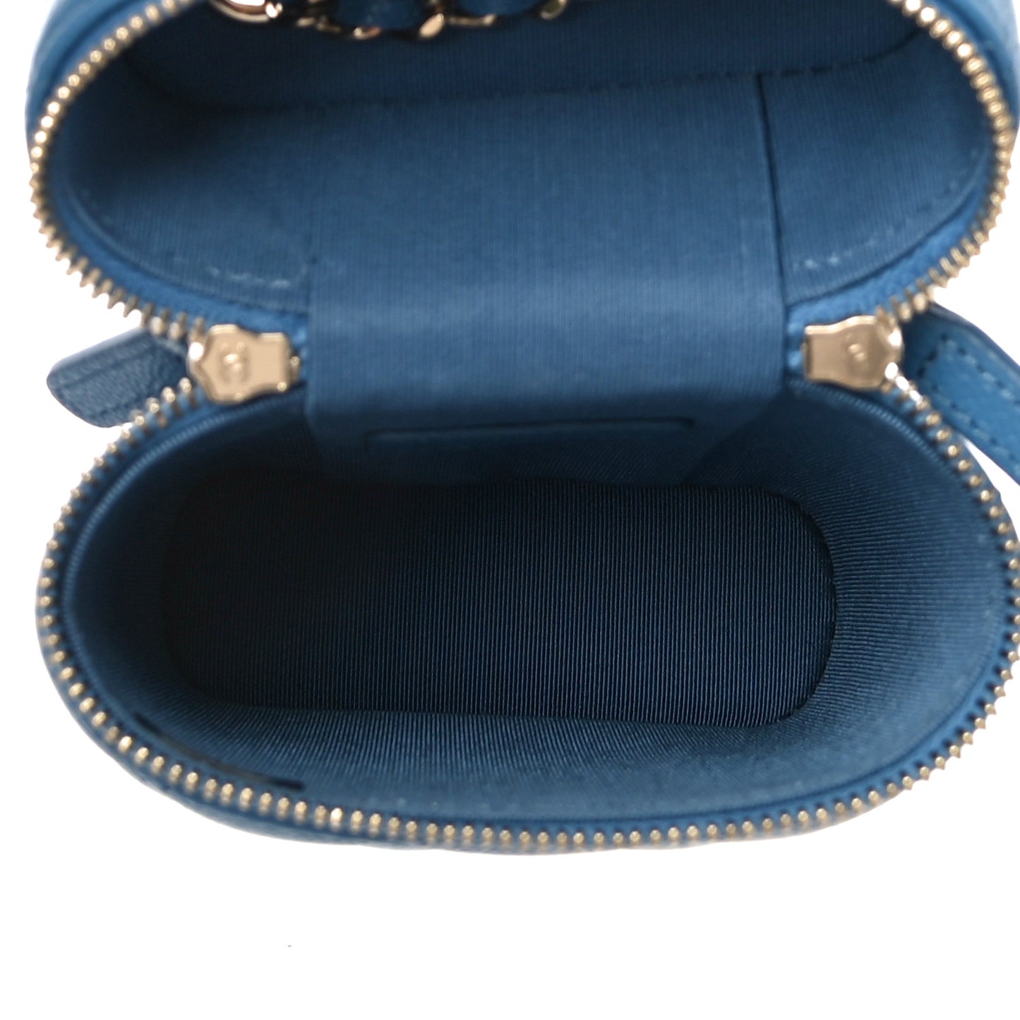 Caviar Quilted Phone Holder With Chain Blue