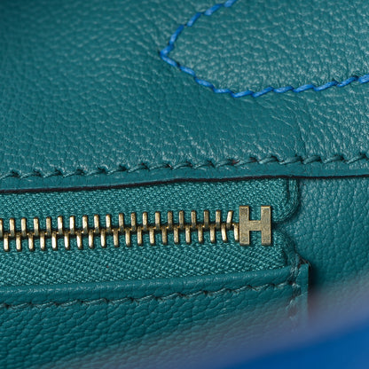Hermes Chevre Mysore Horseshoe Birkin 30 Bleu Hydra Bleu Paon 33 of 34