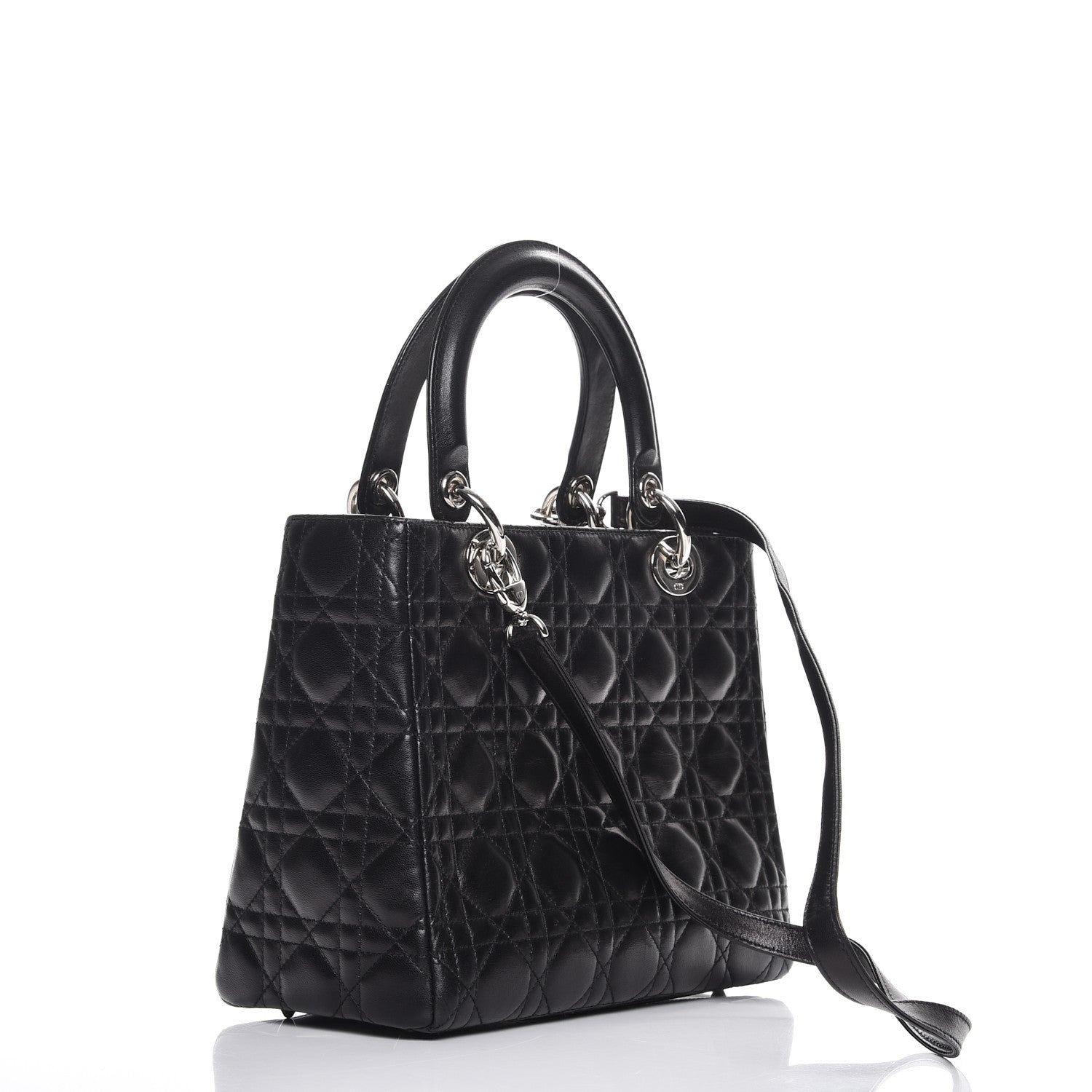 Christian Dior Lambskin Cannage Medium Lady Dior Black 4 of 12