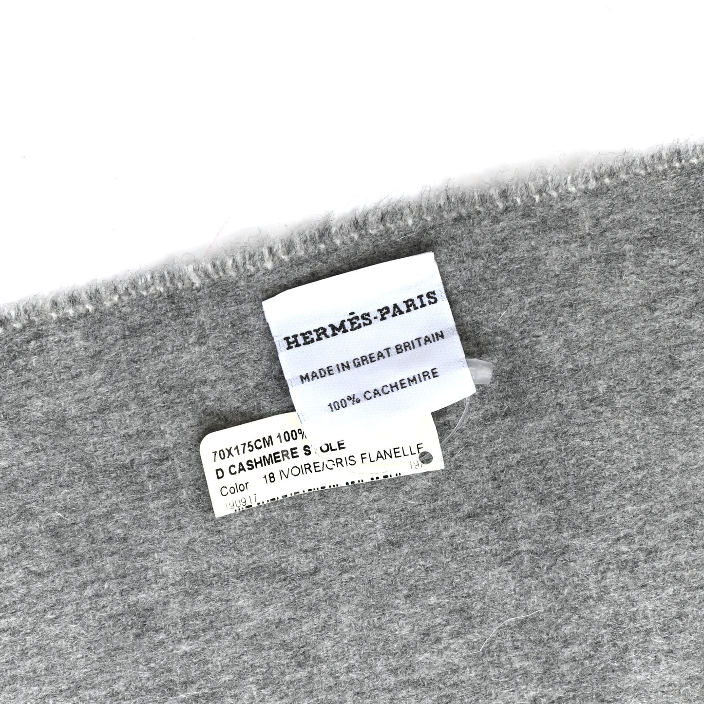 Cashmere Fringe Double Face Stole White Gris