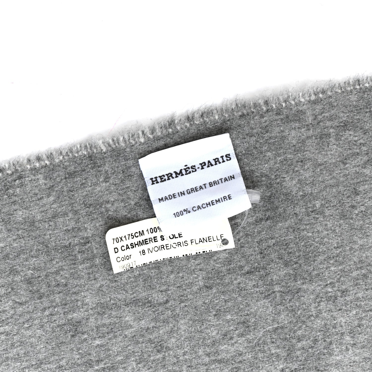 Hermes Cashmere Fringe Double Face Stole White Gris 2 of 4