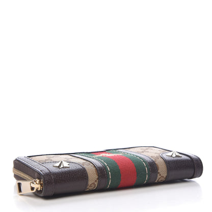 Gucci Monogram Web Rania Bee Star Zip Around Wallet Dark Brown 4 of 7