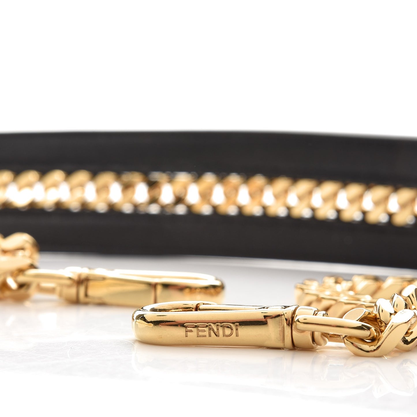 Calfskin Chain Strap You Black Gold