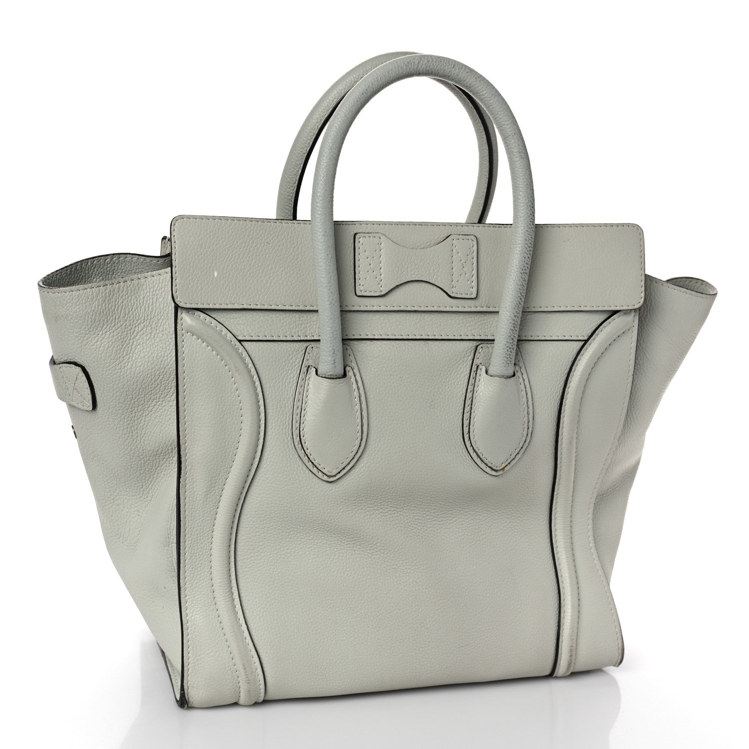 Celine Drummed Calfskin Mini Luggage Pebble Grey 3 of 14