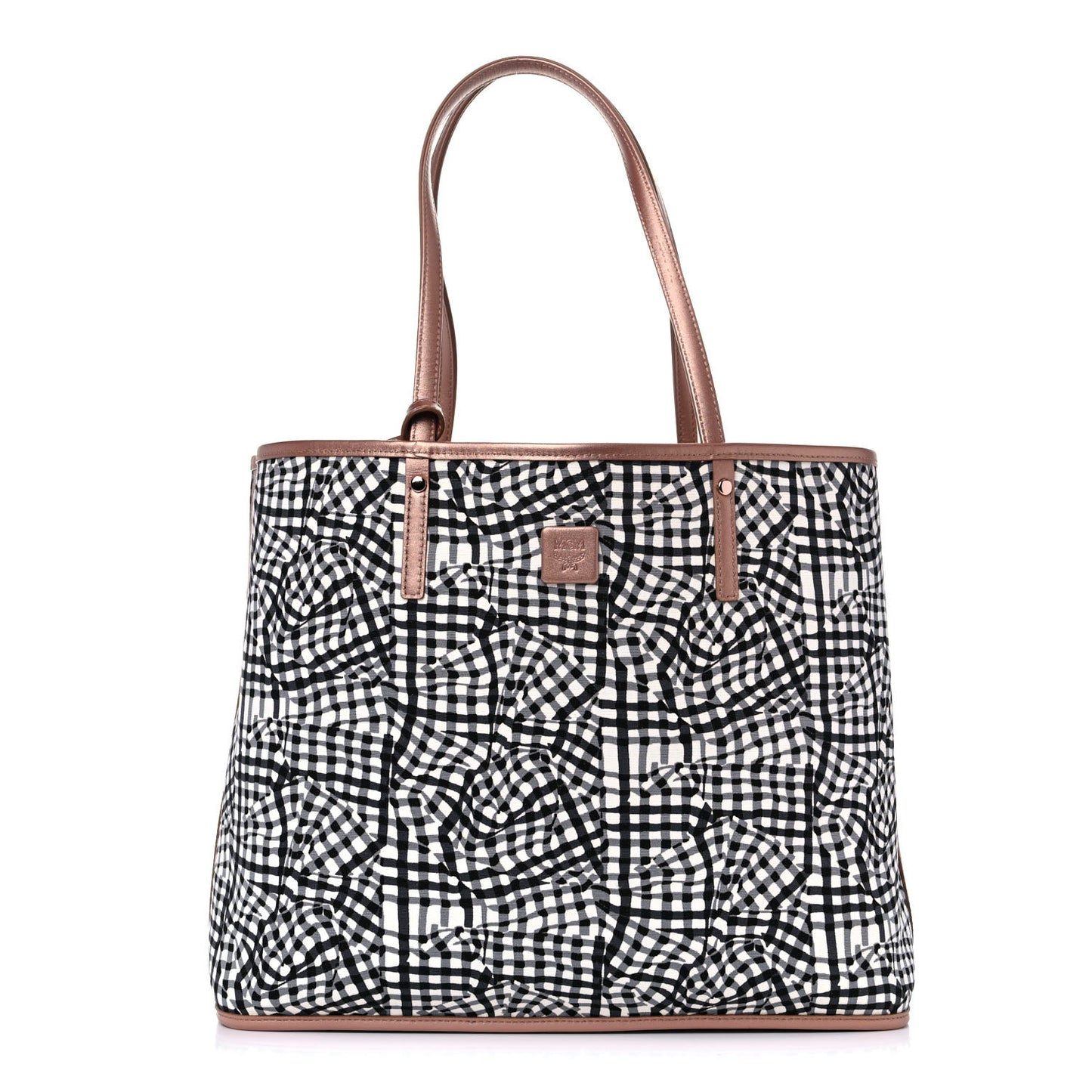 Metallic Visetos Medium Reversible Shopper Tote Champagne Gold