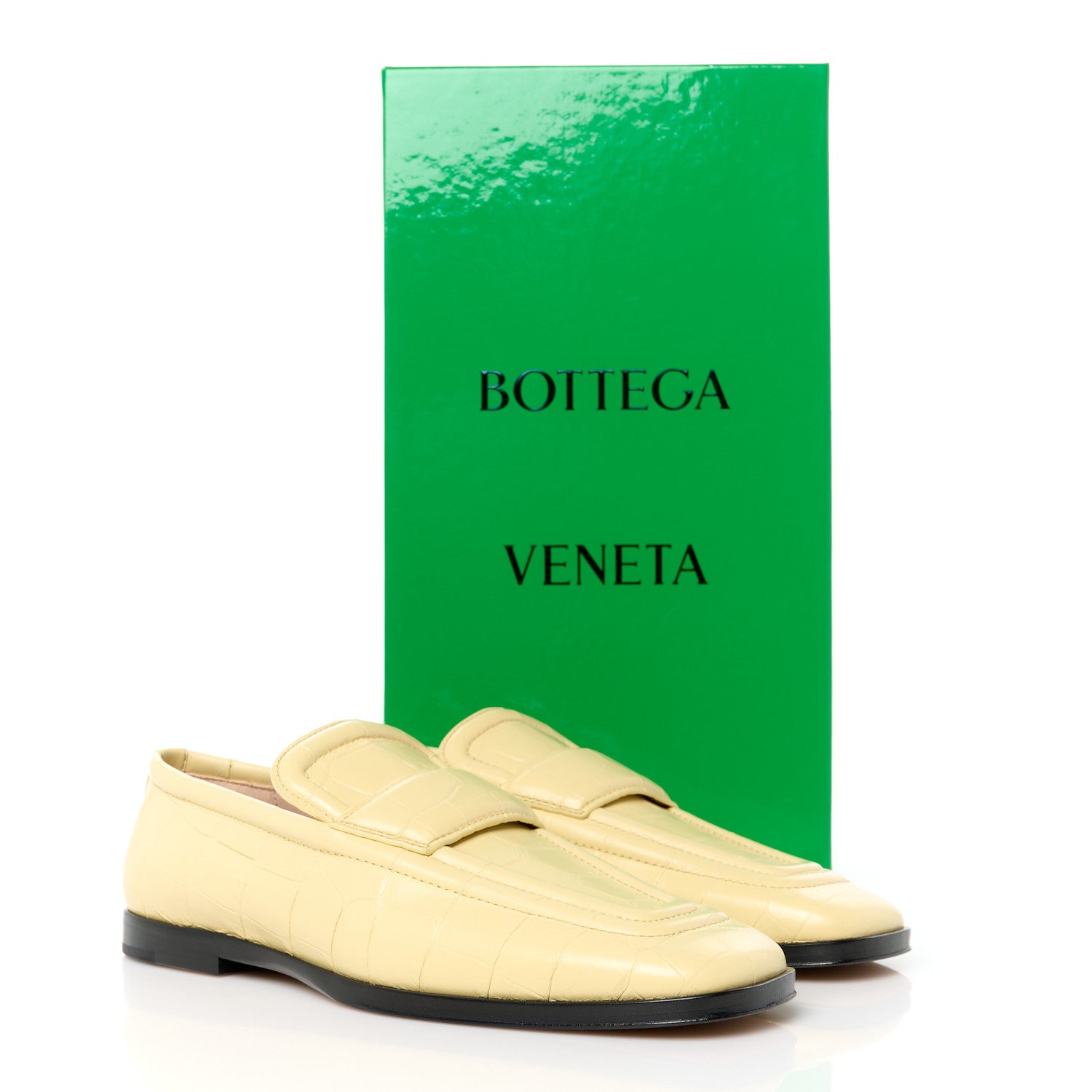 Bottega Veneta Calfskin Alligator Embossed Loafers 36.5 Butter 10 of 10