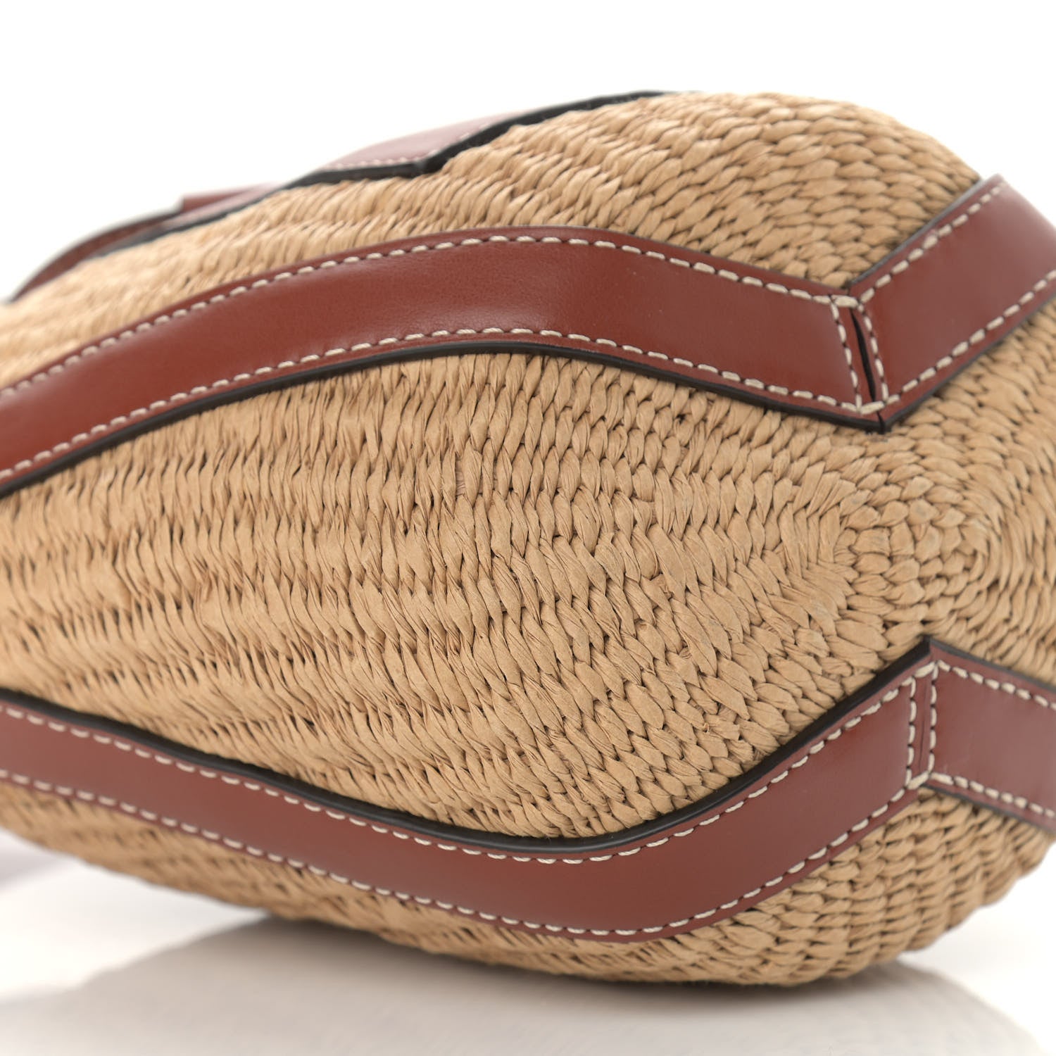 Chloe Raffia Calfskin Small Basket Sepia Brown 9 of 10