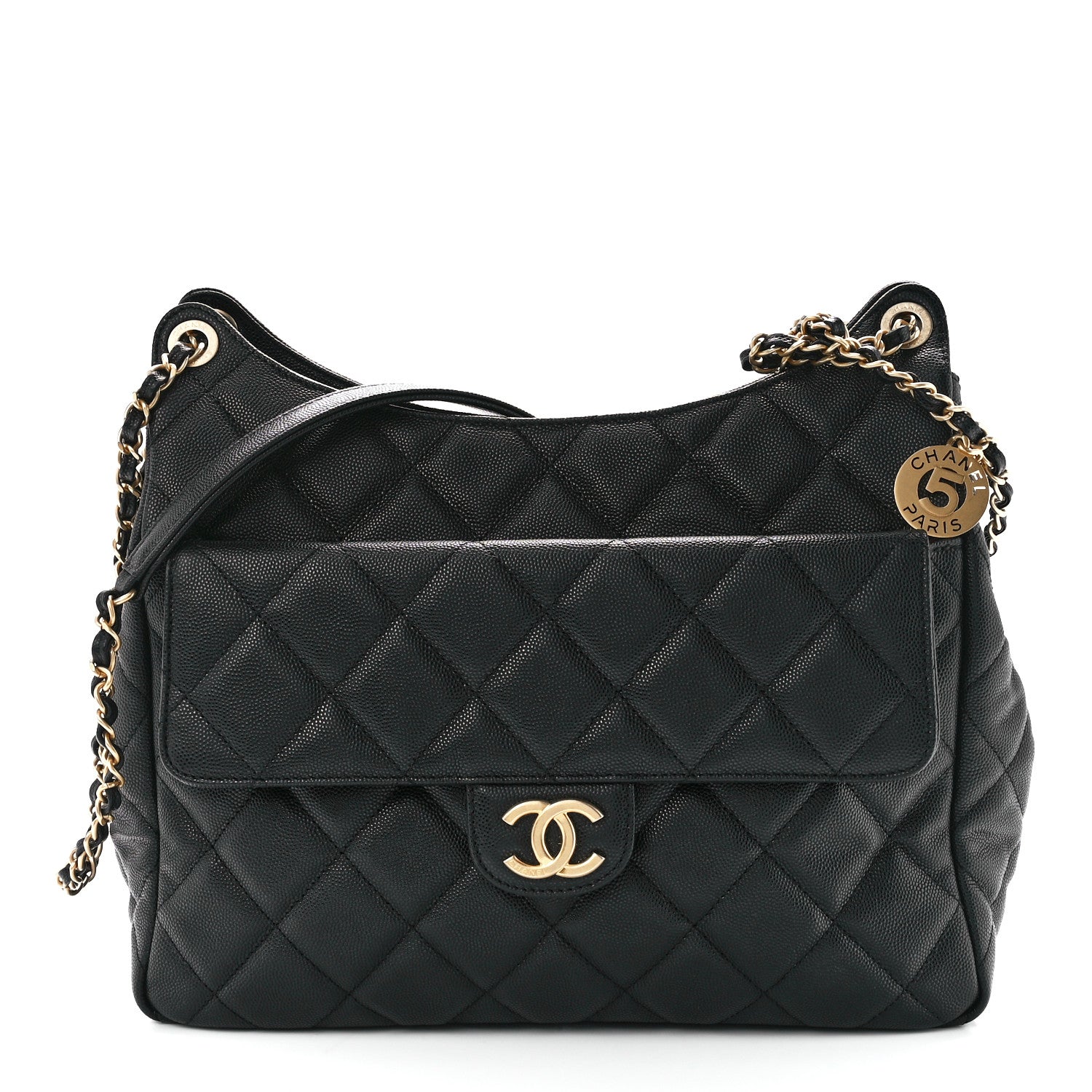 Chanel Caviar Quilted Large Wavy CC Hobo Black 1 of 11