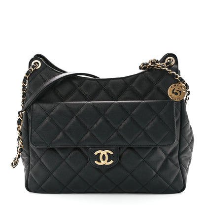 Chanel Caviar Quilted Large Wavy CC Hobo Black 1 of 11