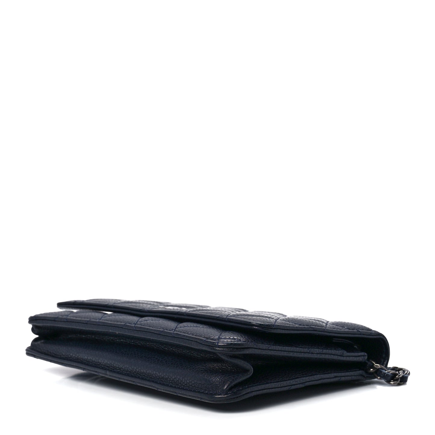 Caviar Quilted Wallet on Chain WOC Navy Blue