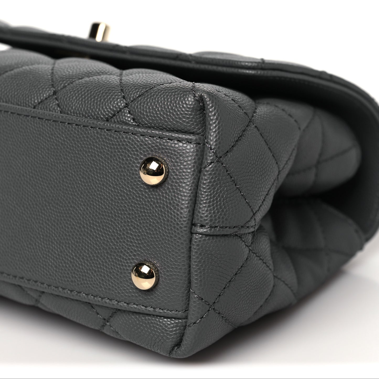 Caviar Quilted Mini Coco Handle Flap Grey