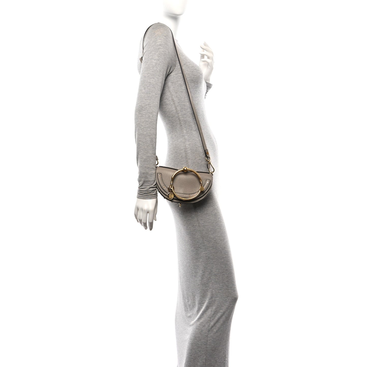 Calfskin Small Nile Bracelet Minaudiere Bag Motty Grey