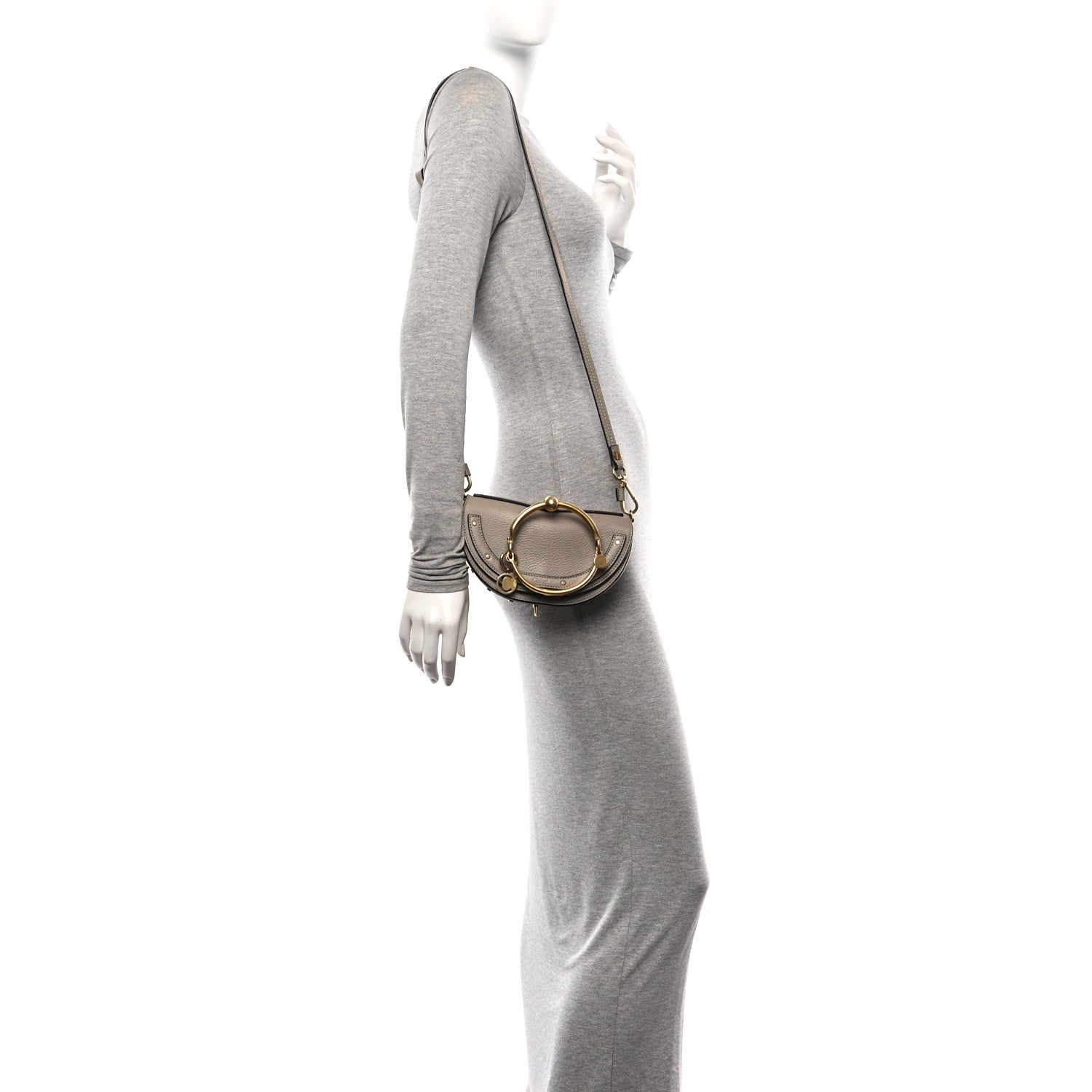 Chloe Calfskin Small Nile Bracelet Minaudiere Bag Motty Grey 2 of 9