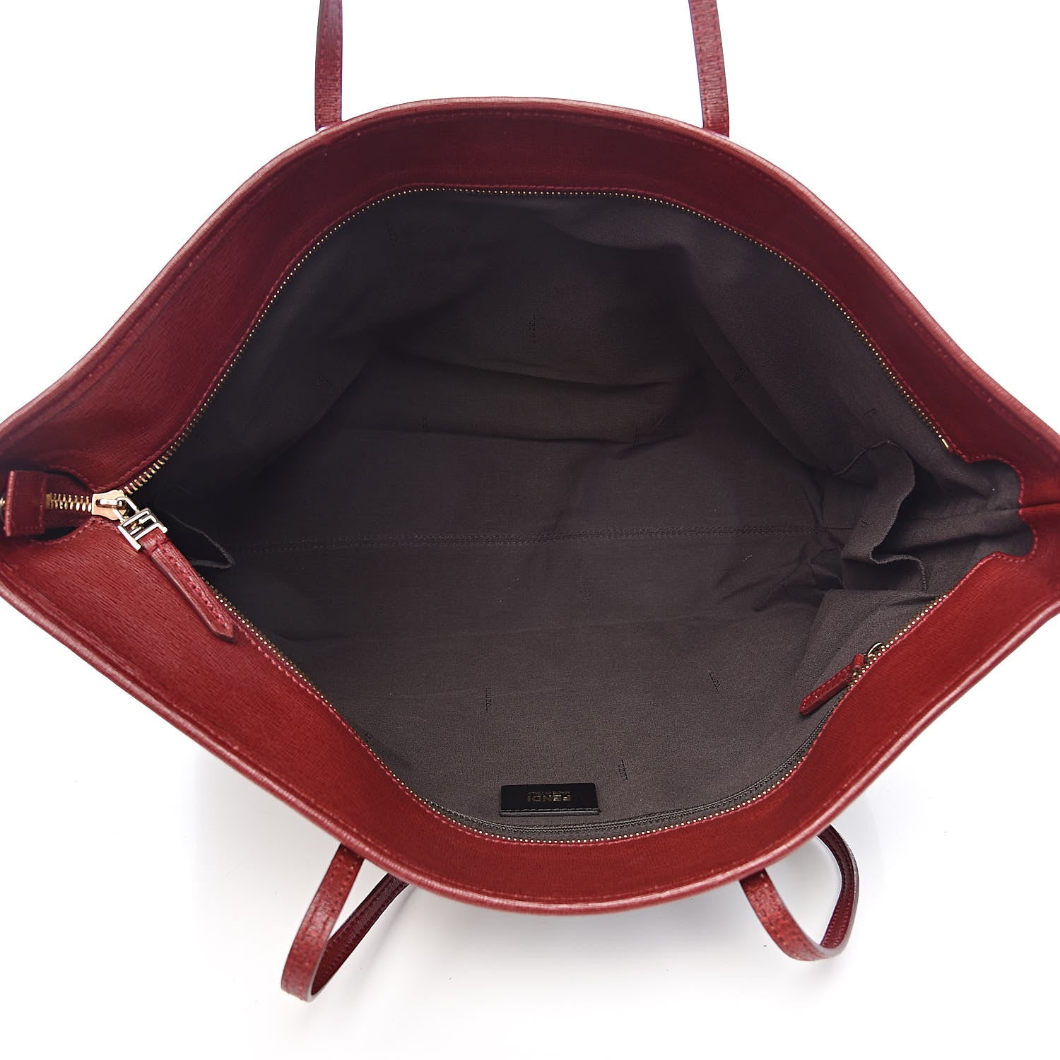 Fendi Zucca Vitello Elite Medium Roll Tote Tobacco Rosso Scuro 5 of 13