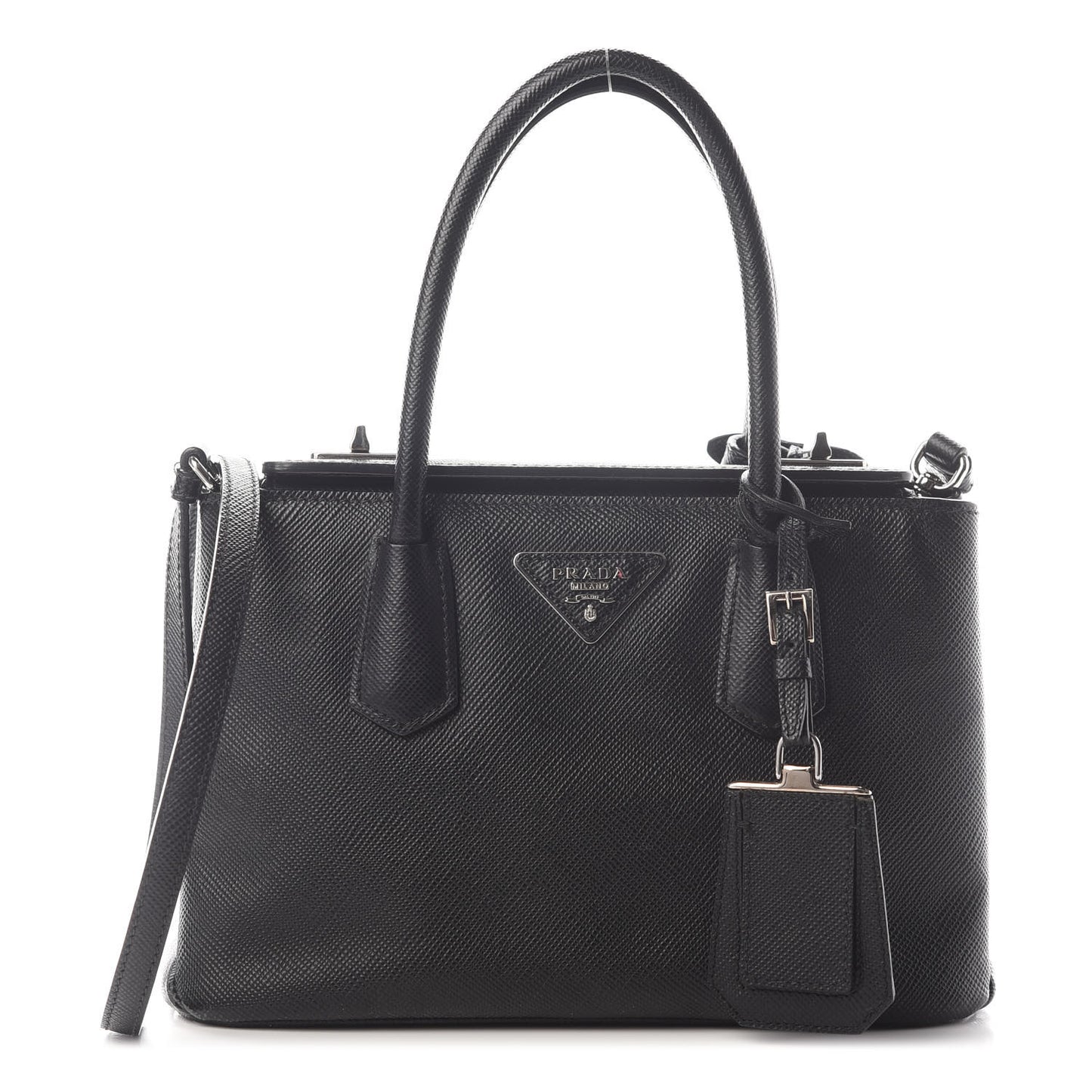 Saffiano Cuir Small Twin Tote Black