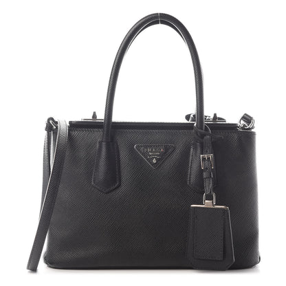 Prada Saffiano Cuir Small Twin Tote Black 1 of 9