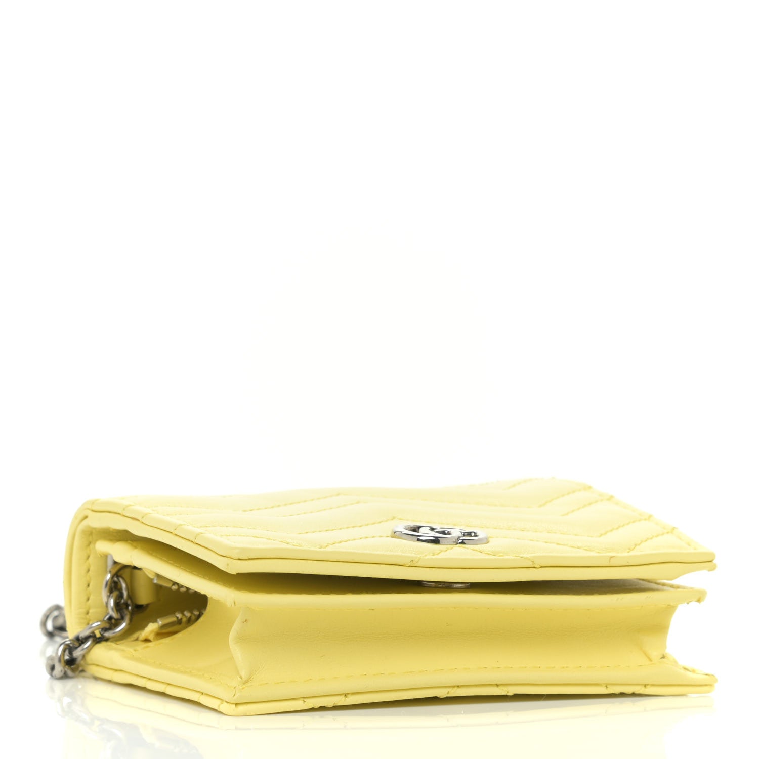 Gucci Calfskin Matelasse GG Marmont Mini Wallet On Chain Banana 4 of 10