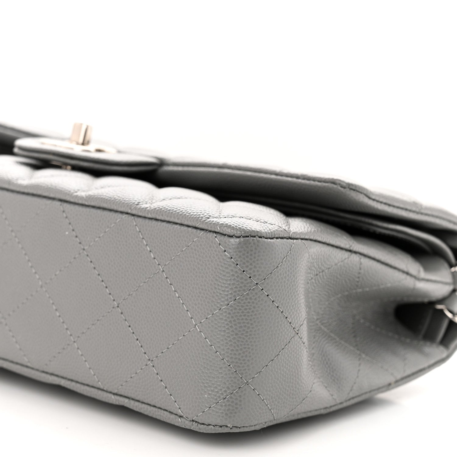 Chanel Caviar Quilted Medium Double Flap Grey 10 of 11