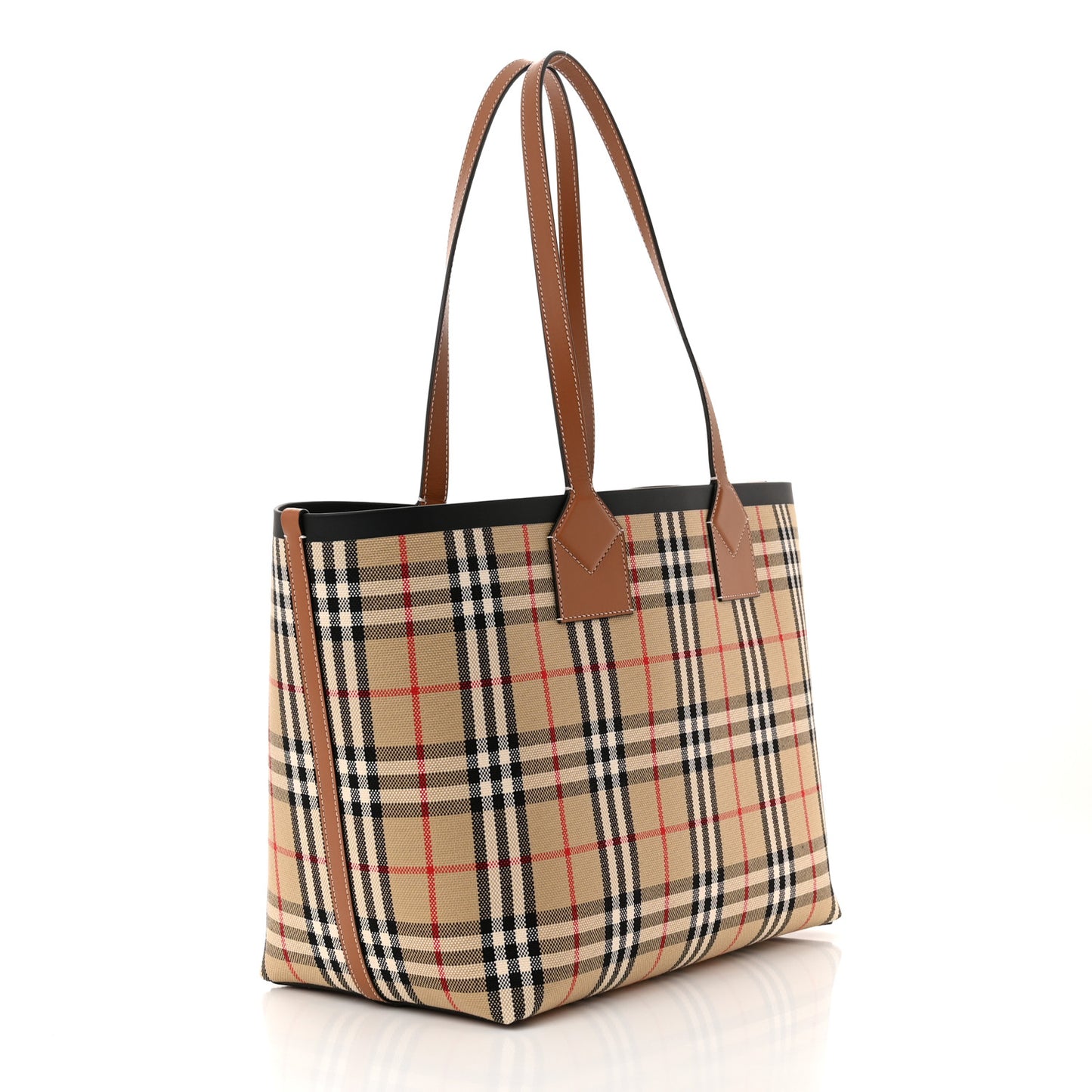 Cotton Vintage Check Medium London Tote Bag Briar Brown Black