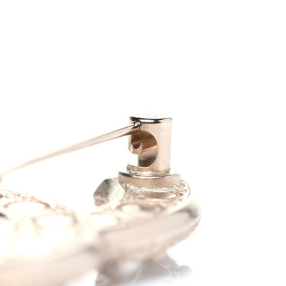 Chanel Pearl Crystal CC Brooch Gold 5 of 7
