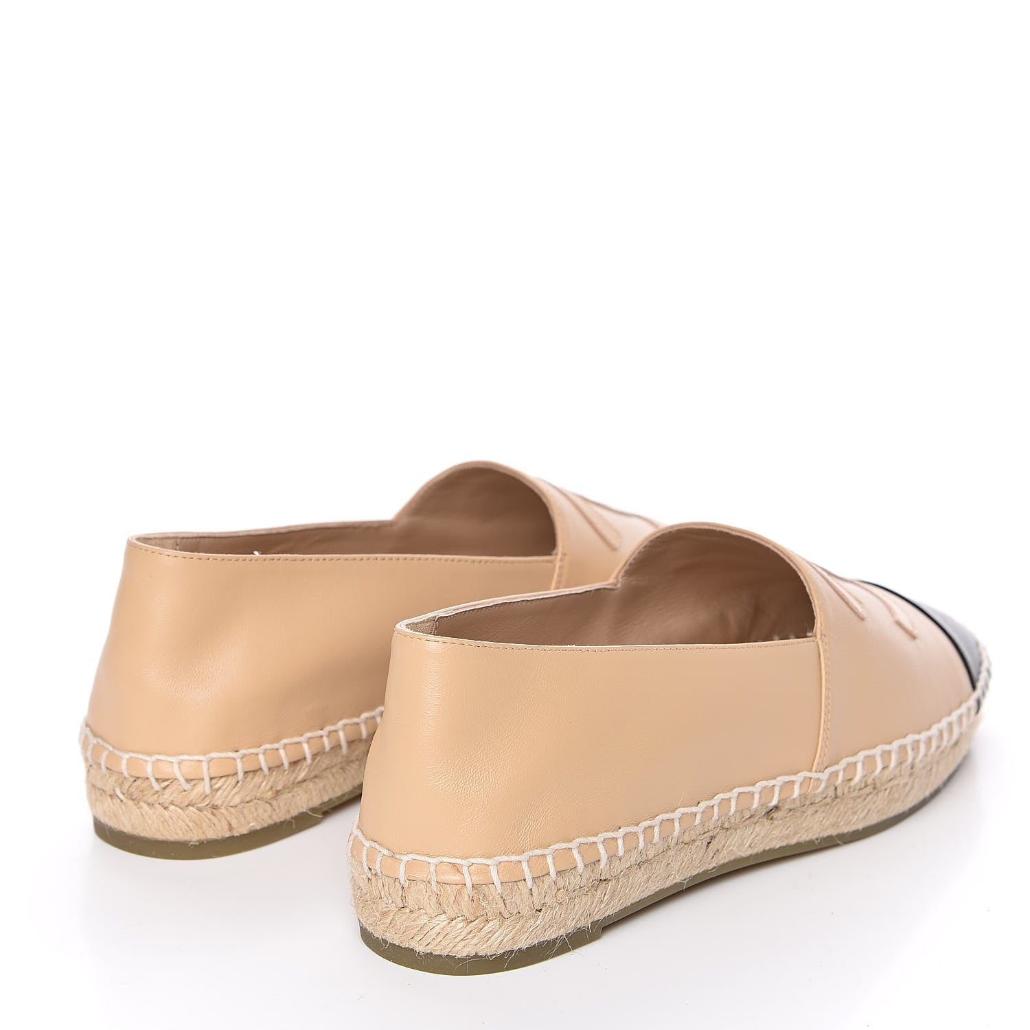 Chanel Lambskin CC Espadrilles 37 Beige Black 4 of 11